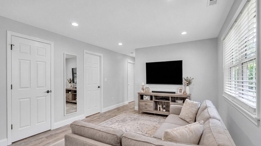 Lower-level lounge — Apex 4K cinematic grade, Cherry Hill